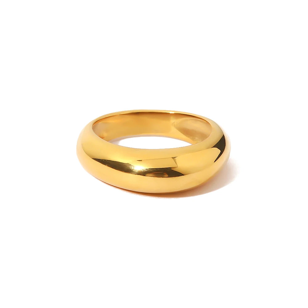 Uworld-Aço Inoxidável 18K Banhado A Ouro Incrustado Shell Anel para Mulheres, Textura De Metal, Jóias De Dedo, Declaração, Moda