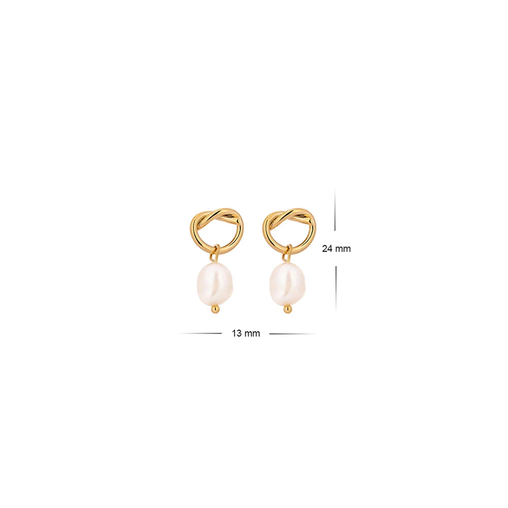 Yhpup-Brincos Dangle de Pérolas Naturais Minimalistas, Joia Simples e Elegante, Textura Metálica, Presente Elegante para Menina, Moda Coreana