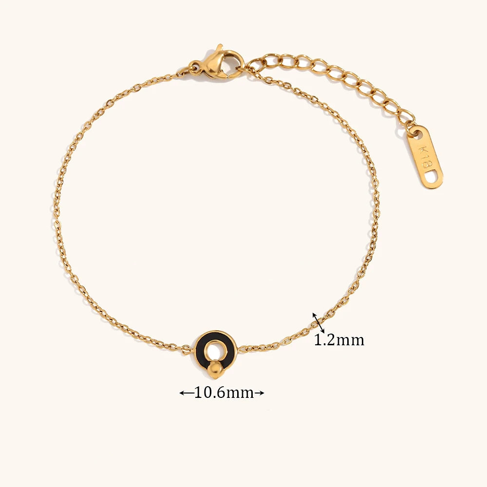 Pulseira Circular Símbolo para Mulheres, Pulseiras de Aço Inoxidável, Meninas Doces, Luxo Designer Jóias Presente, Novo