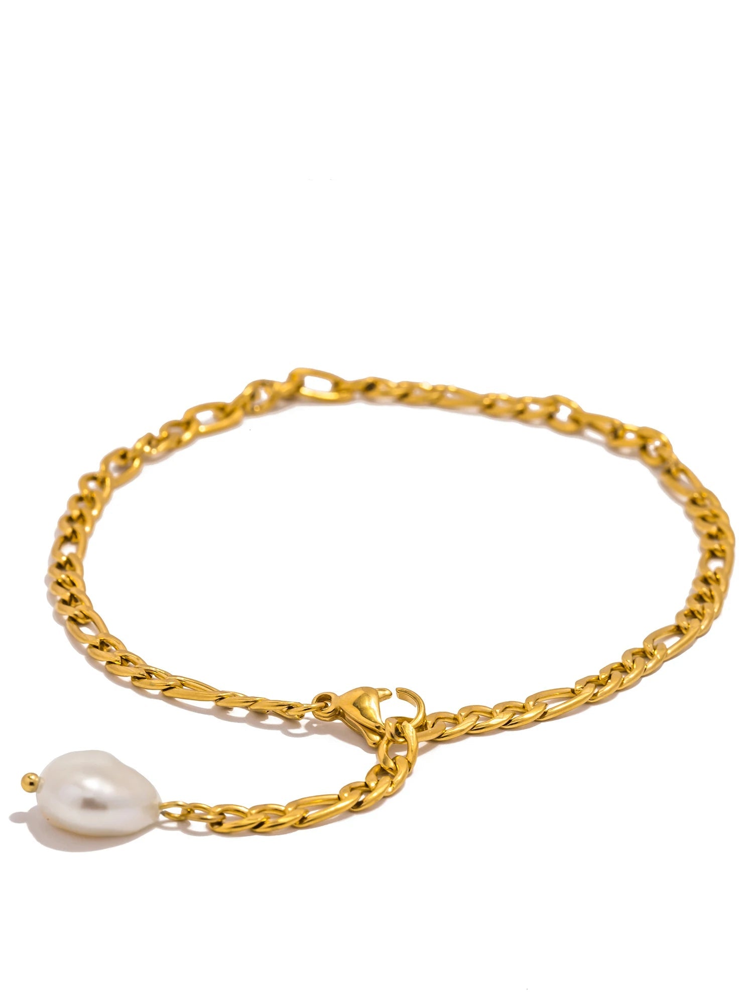 Pulseira com pingente de pérola natural UHBINYCA para mulheres, corrente de aço inoxidável à prova de ferrugem à prova d'água casual férias joias diárias