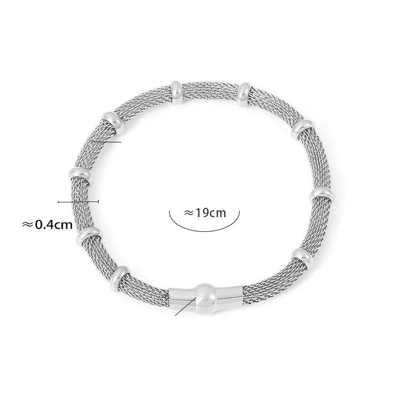 Pulseiras Vazadas de Aço Inoxidável Femininas