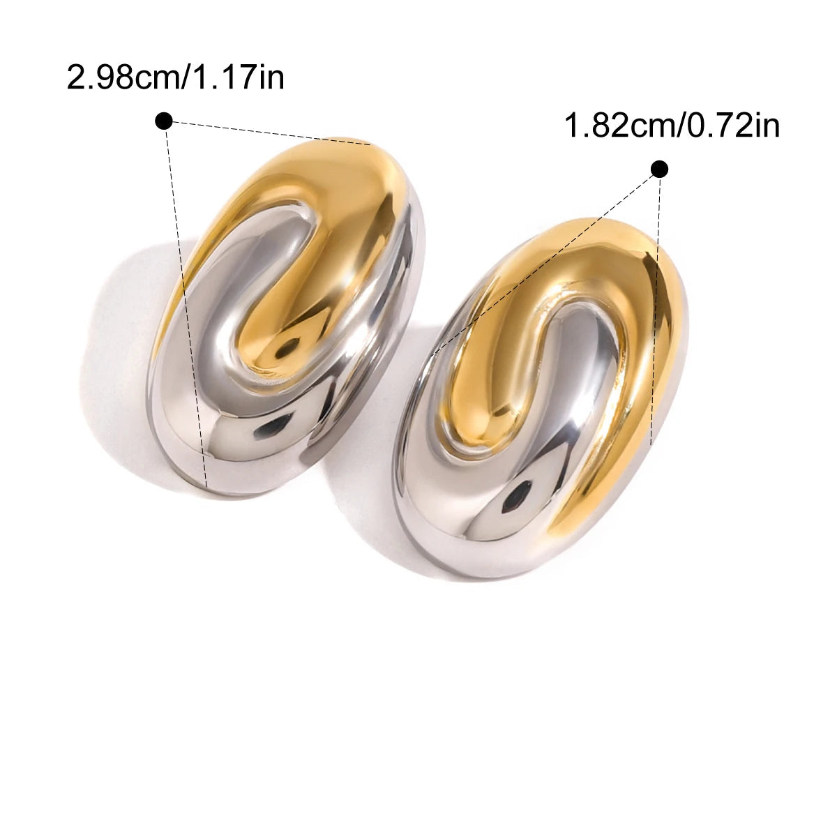 Youthway clássico espiral de aço inoxidável oval geométrico ouro prata textura brincos 18k banhado a ouro pvd joias à prova d'água