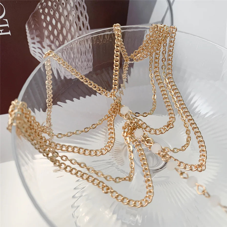 Nova praia descalço sandália jóias elegante noiva sexy moda feminina charme camada corrente link contas de cristal pé tornozeleira pulseira