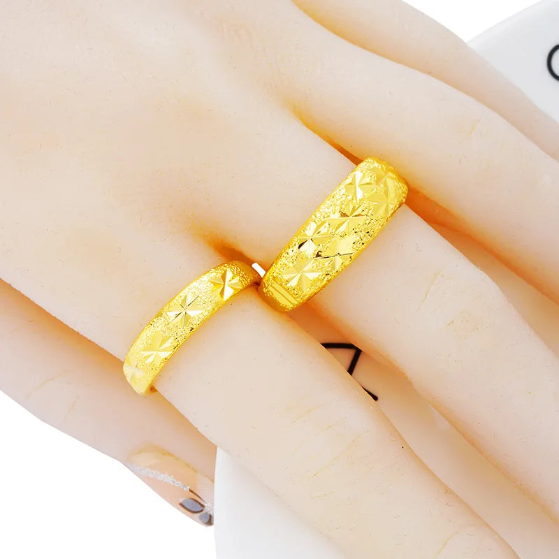 Anéis de Noivado Cor do ouro Set Para Mulheres Homens Casal Anel Ajustável Anillos Bague Femme Wedding Band Trendy Jewelry Party Gifts