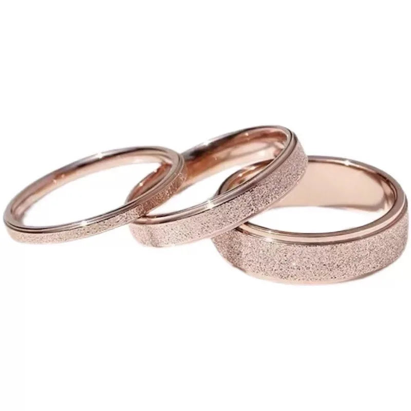 Anéis de dedo fosco de aço inoxidável cor ouro rosa 2/4/6/8mm para homens e mulheres tamanho 5/6/7/8/9/10/11/12 #   Presentes de joias de alta qualidade