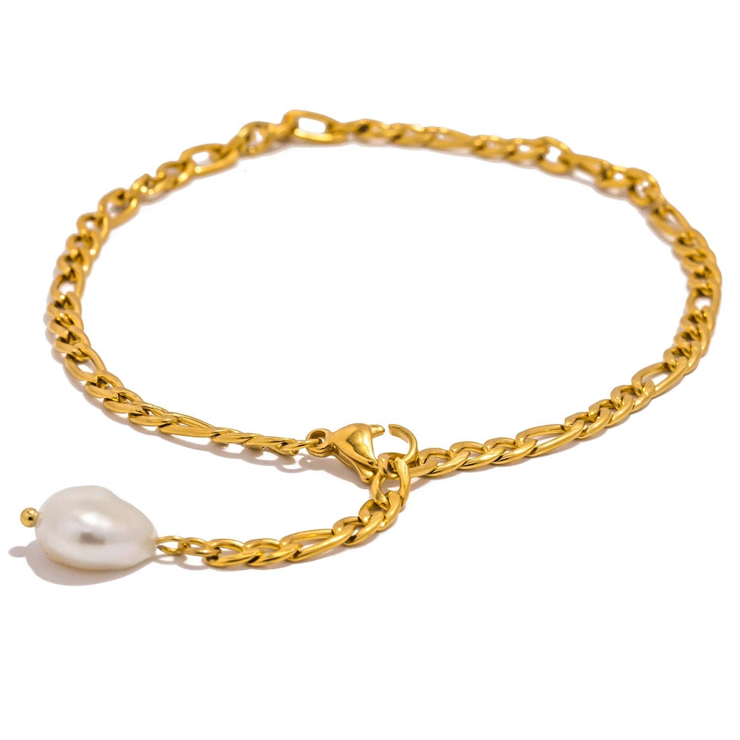 Pulseira com pingente de pérola natural UHBINYCA para mulheres, corrente de aço inoxidável à prova de ferrugem à prova d'água casual férias joias diárias