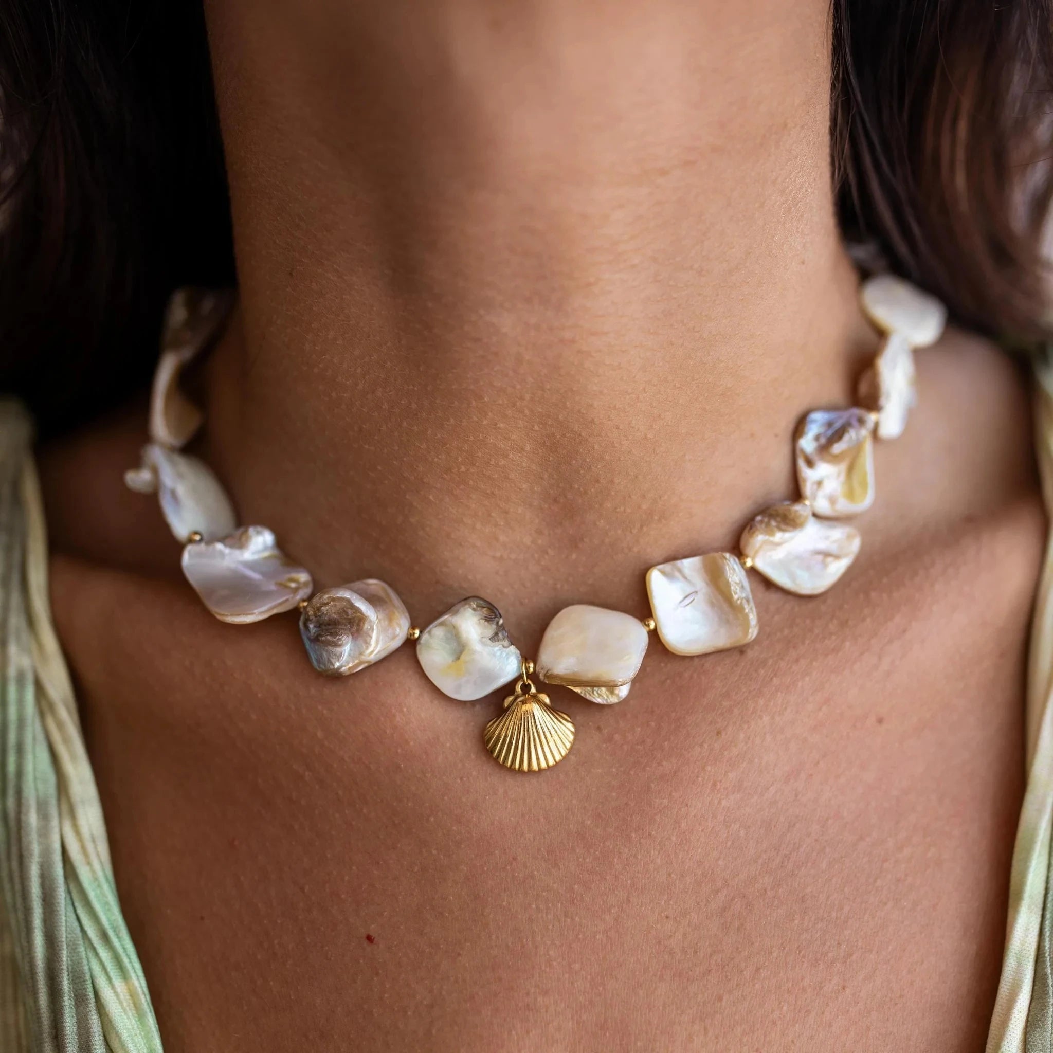 Peri'sBox-Colar Gargantilha Natural Bohemian Shell para Mulheres, Banhado a Ouro 18K, Pingente Seashell, Colares na Moda, Festa na Praia Jóias