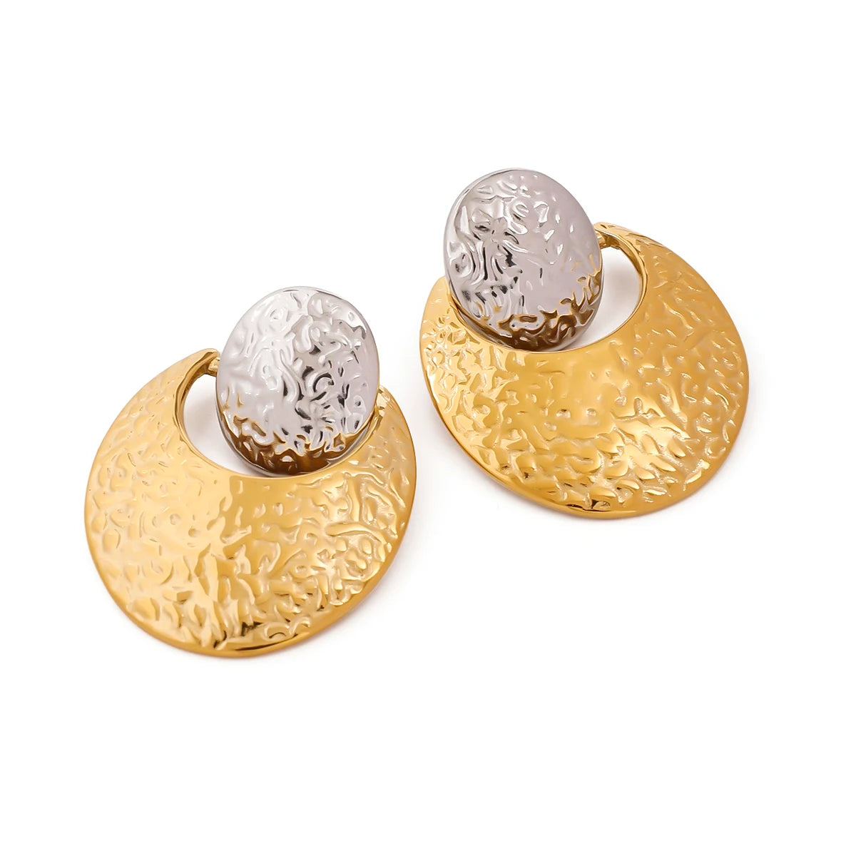 Pendientes Ovalados Creativos Chapados en Oro de 18k en Acero Inoxidable, Colores Retro para Mujer