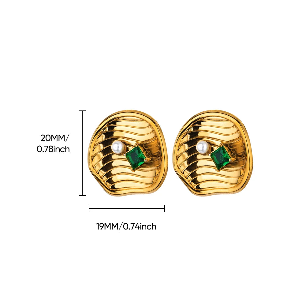 Brincos geométricos texturizados vintage para mulheres, brincos de aço inoxidável cor dourada 2025 tendência piering joias de casamento presente