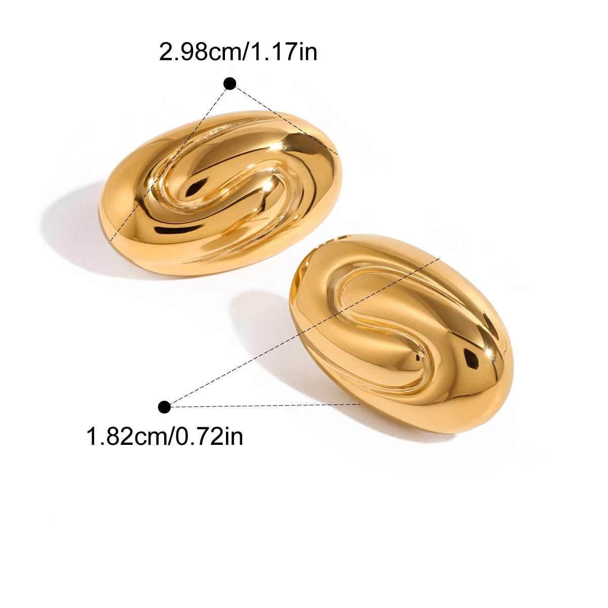 Youthway clássico espiral de aço inoxidável oval geométrico ouro prata textura brincos 18k banhado a ouro pvd joias à prova d'água