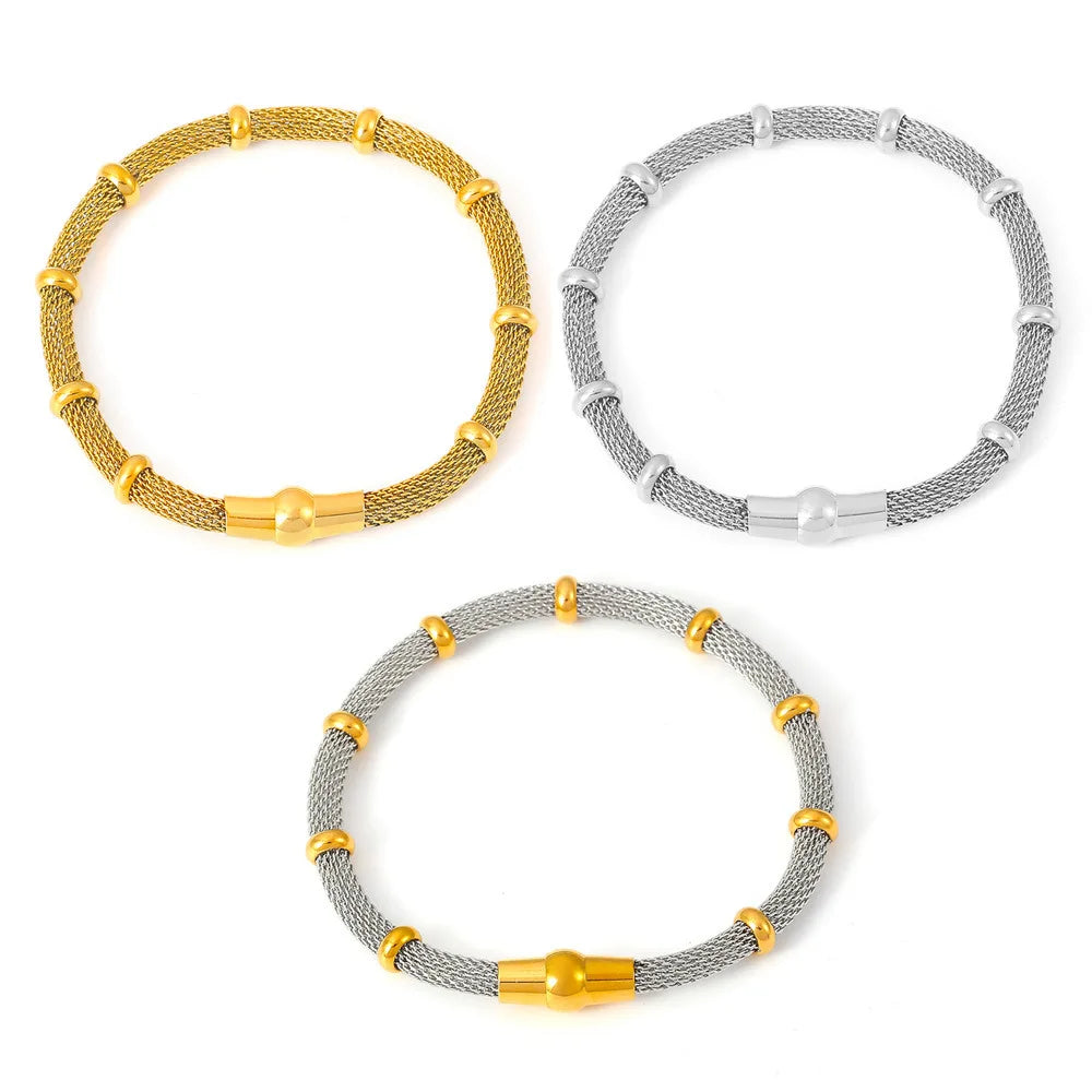 Pulseiras Vazadas de Aço Inoxidável Femininas