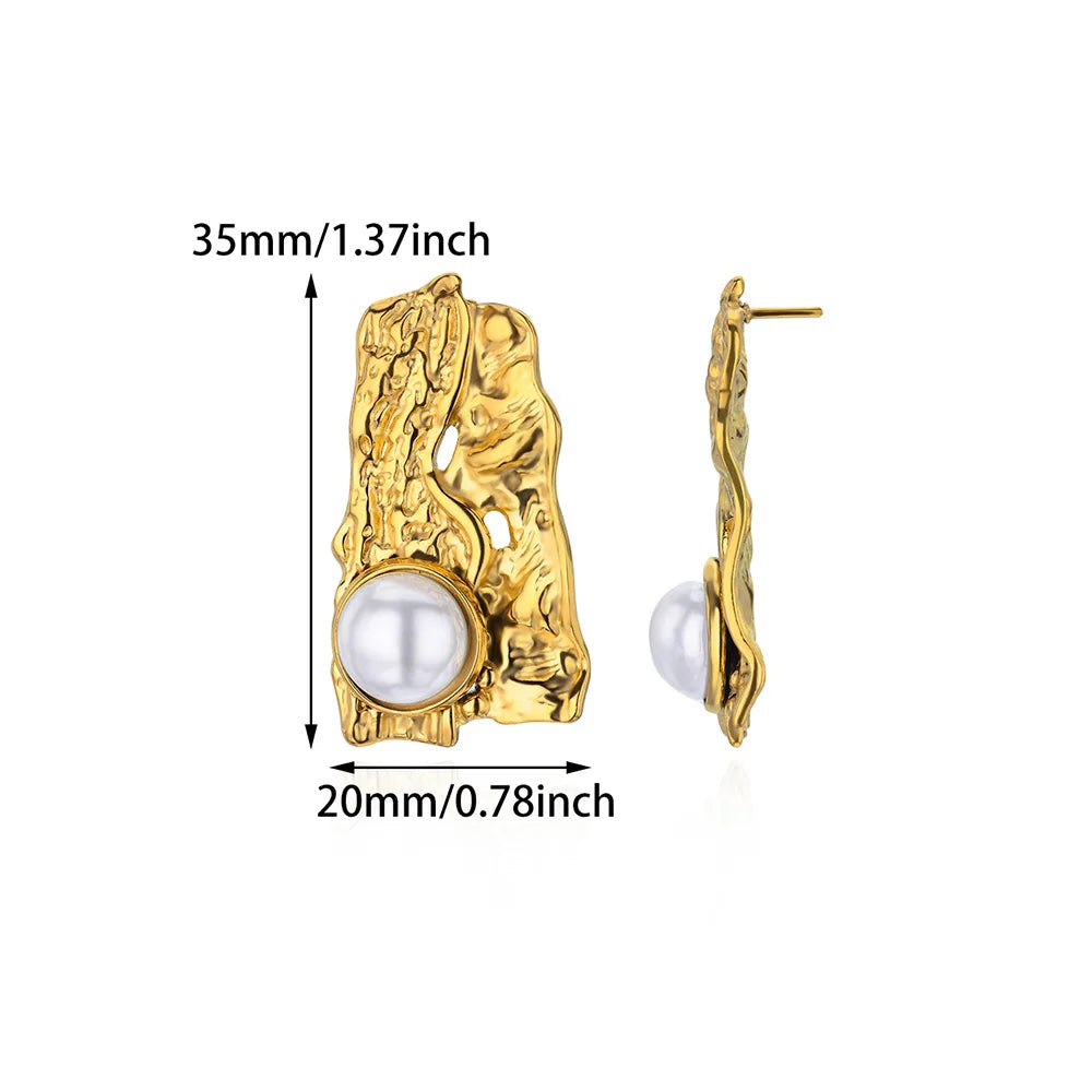 Brincos quadrados geométricos irregulares para mulheres, brincos de aço inoxidável cor dourada 2025 tendência piercing casamento joias à prova d'água